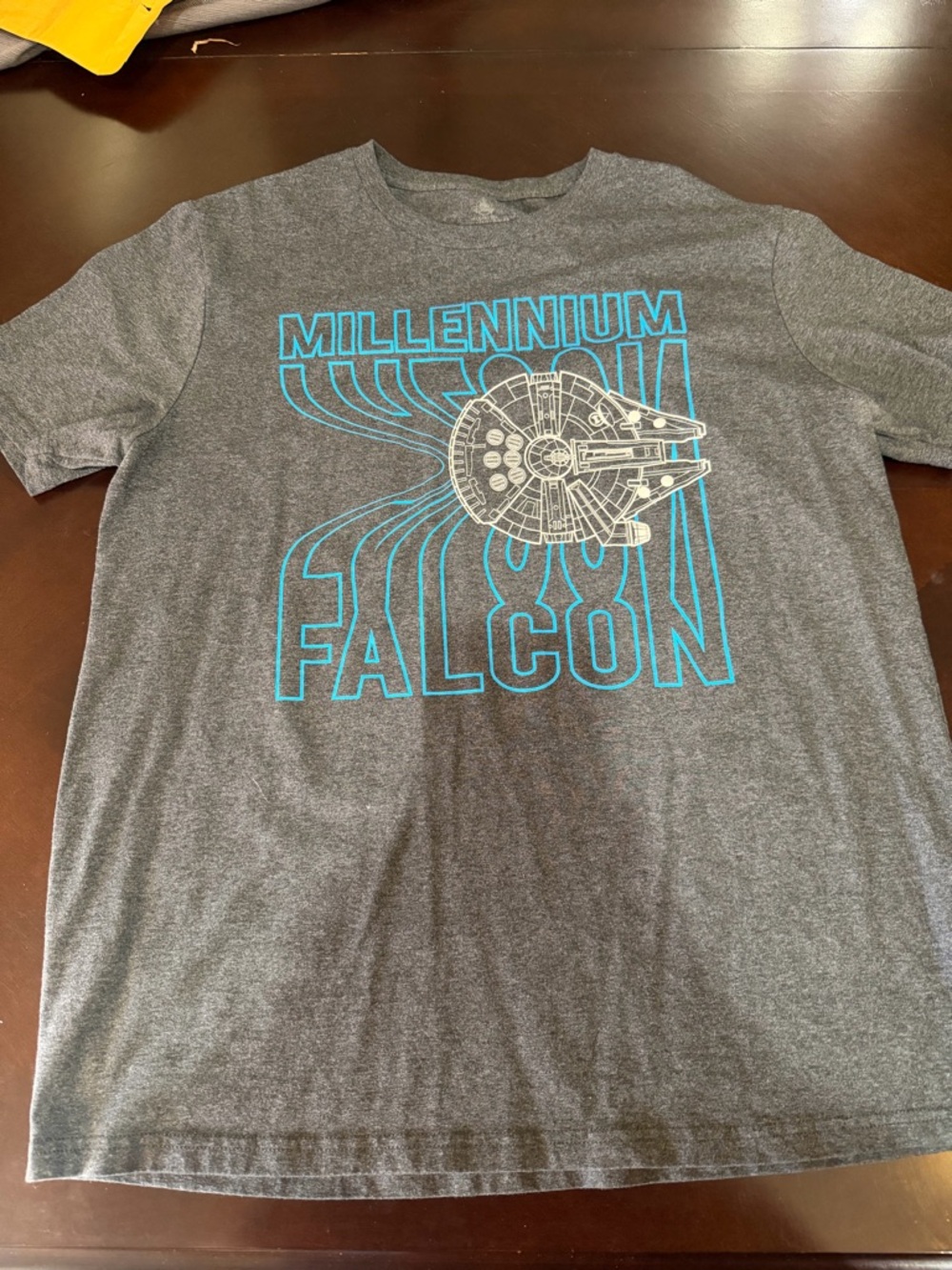 Disney Millennium Falcon Graphic Tee - Gray with Teal Accent